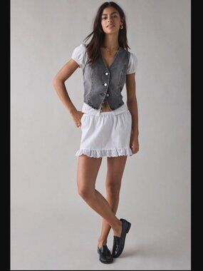 BDG Natasha Washed Black Dark Gray Denim Button-Front Vest Top women XL